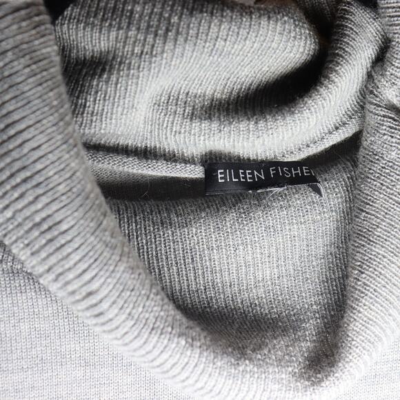 Eileen Fisher Merino Wool Gray Asymmetrical Turtleneck Sweater L - Picture 4 of 5
